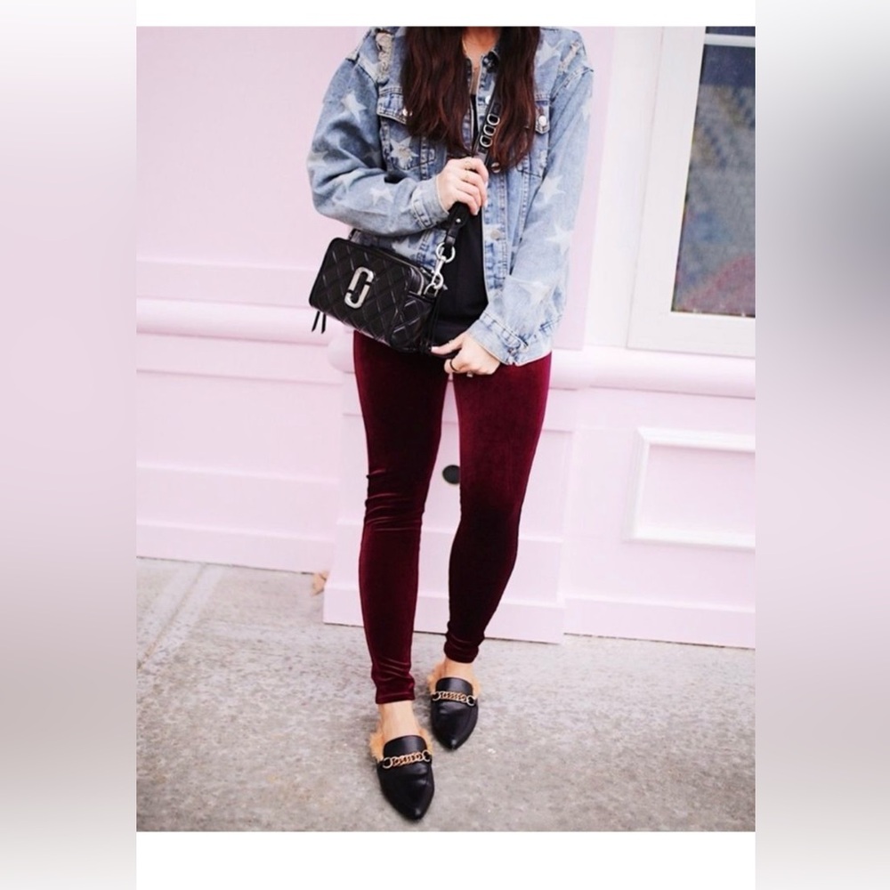 SPANX VELVET LEGGINGS RICH BURGUNDY